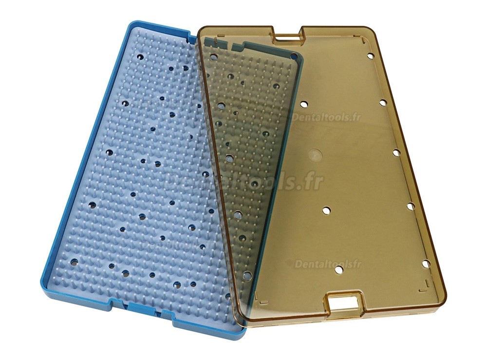 Grand plateau de st&eacute;rilisation pour instruments dentaires avec tapis en silicone